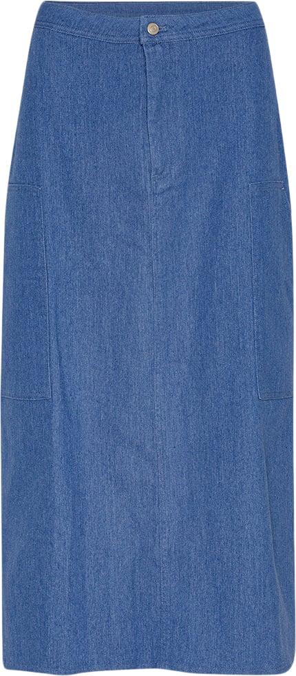 Højaljet Denim Pencil Nederdel - Black Friday Tilbud