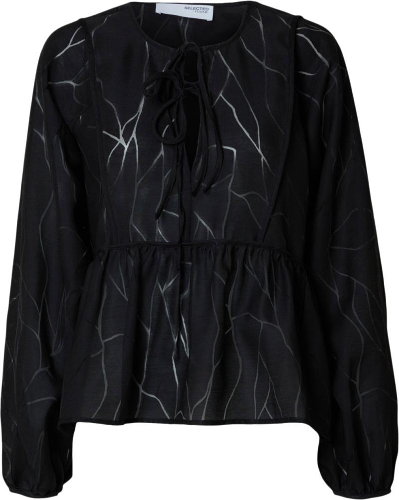 Slfnicola Ls Tie Top B - Black Friday Tilbud fra Selected Femme