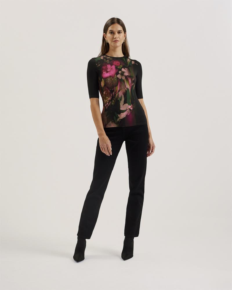 Floene Blomsterprint T-shirt - Black Friday Tilbud