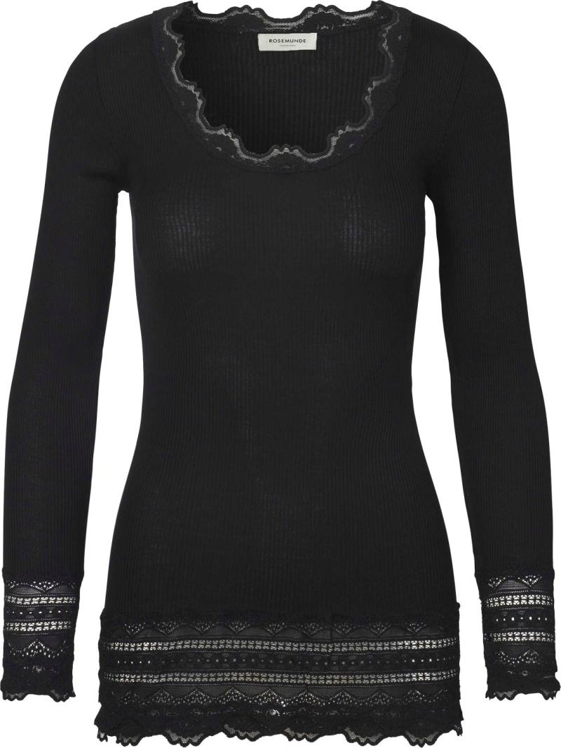 Silkebluse med blonde - Black Friday Tilbud fra Rosemunde