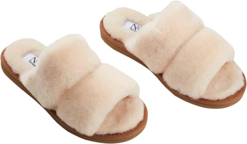 Natur Slippers Straps i 100% New Zealand Uld - Black Friday Tilbud