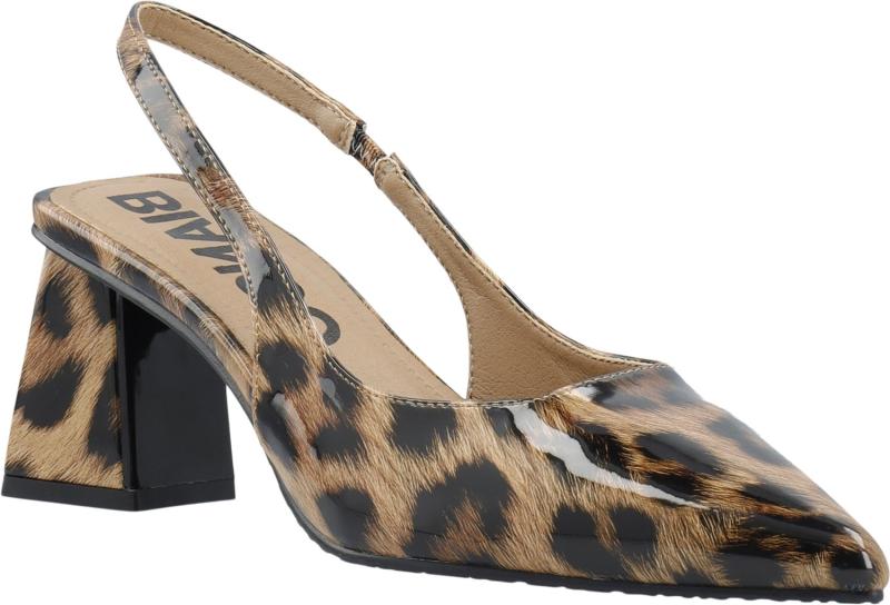 Biamaralyn Slingback Patent i Leo Print - Black Friday Tilbud