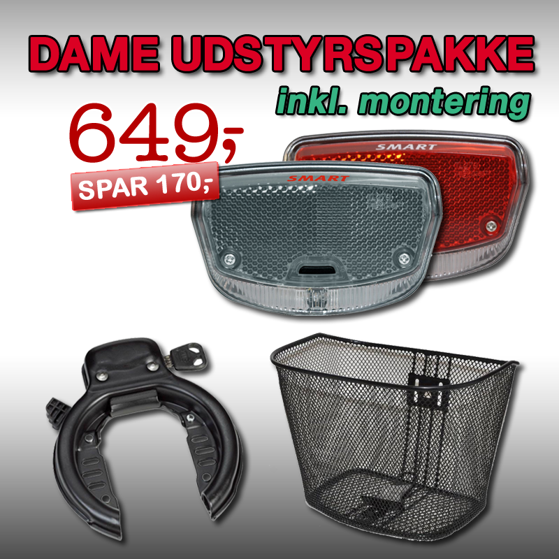 Dame Udstyrspakke 3 med Montering! Black Friday Tilbud!