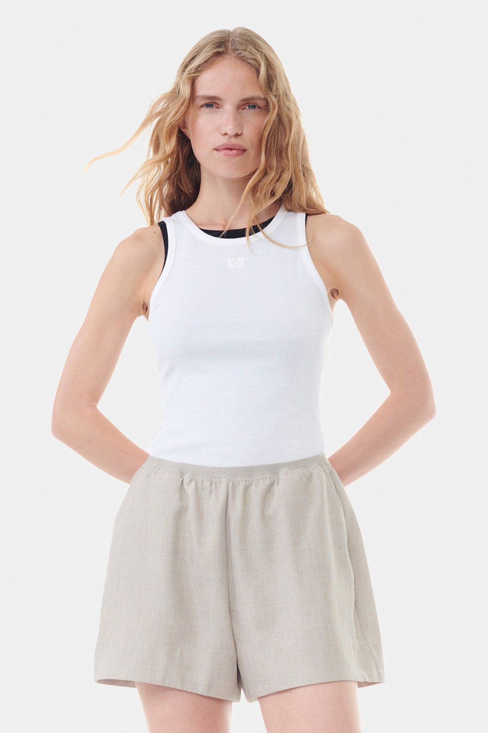 Blød Cotton Rib Tanktop - Black Friday Tilbud fra Ganni