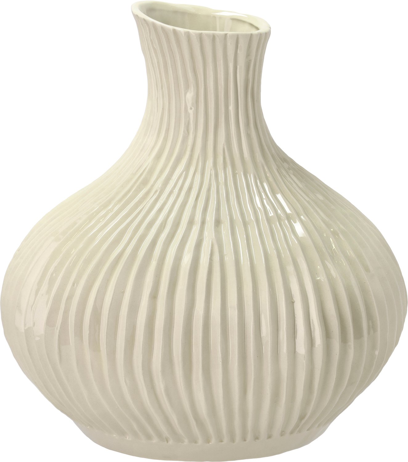 Håndlavet Eik Vase 27x28 cm i Creme - Black Friday Tilbud