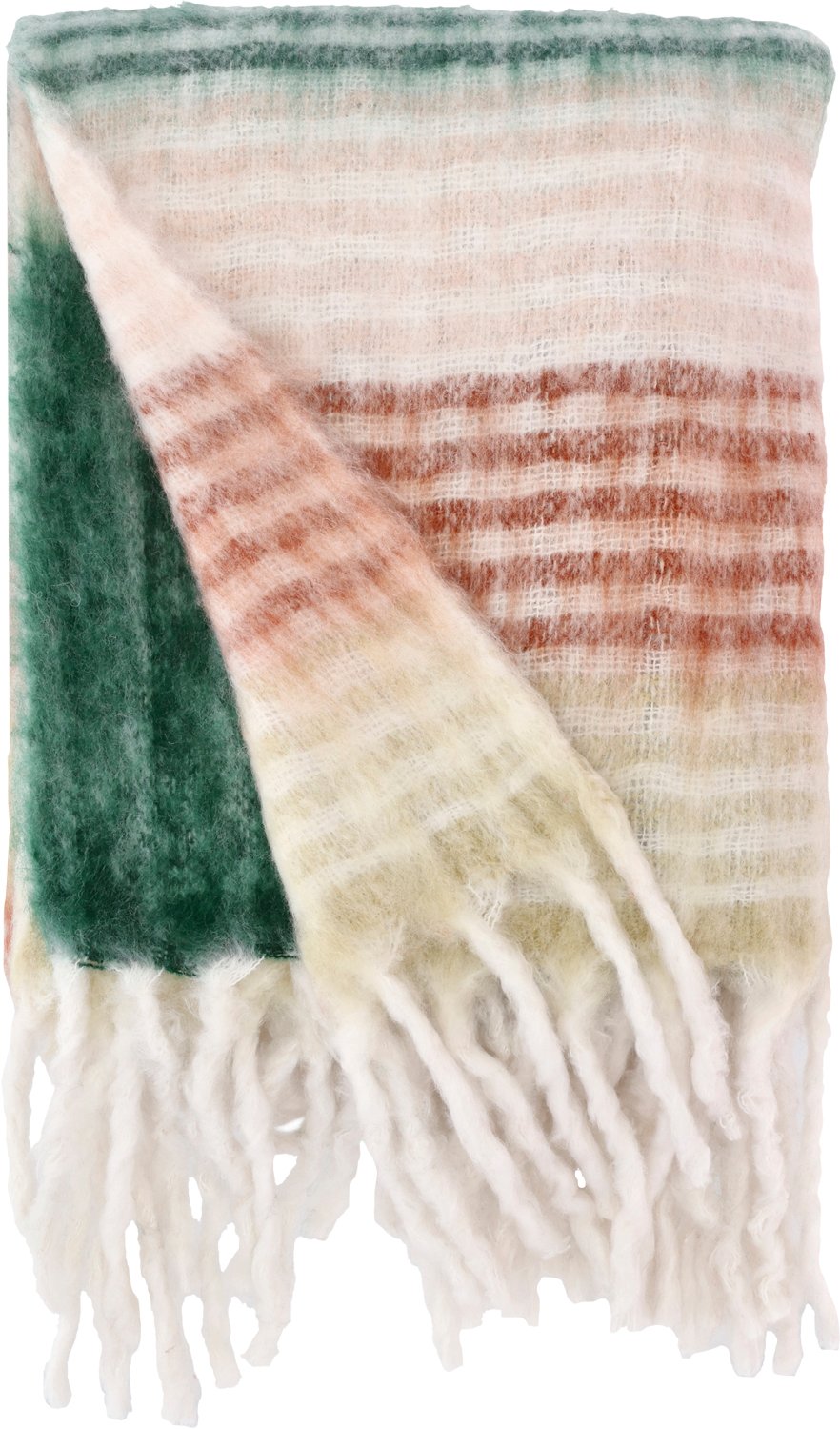 Plaid i Sand, Aprikos & Grøn - Black Friday Tilbud 130x170 cm