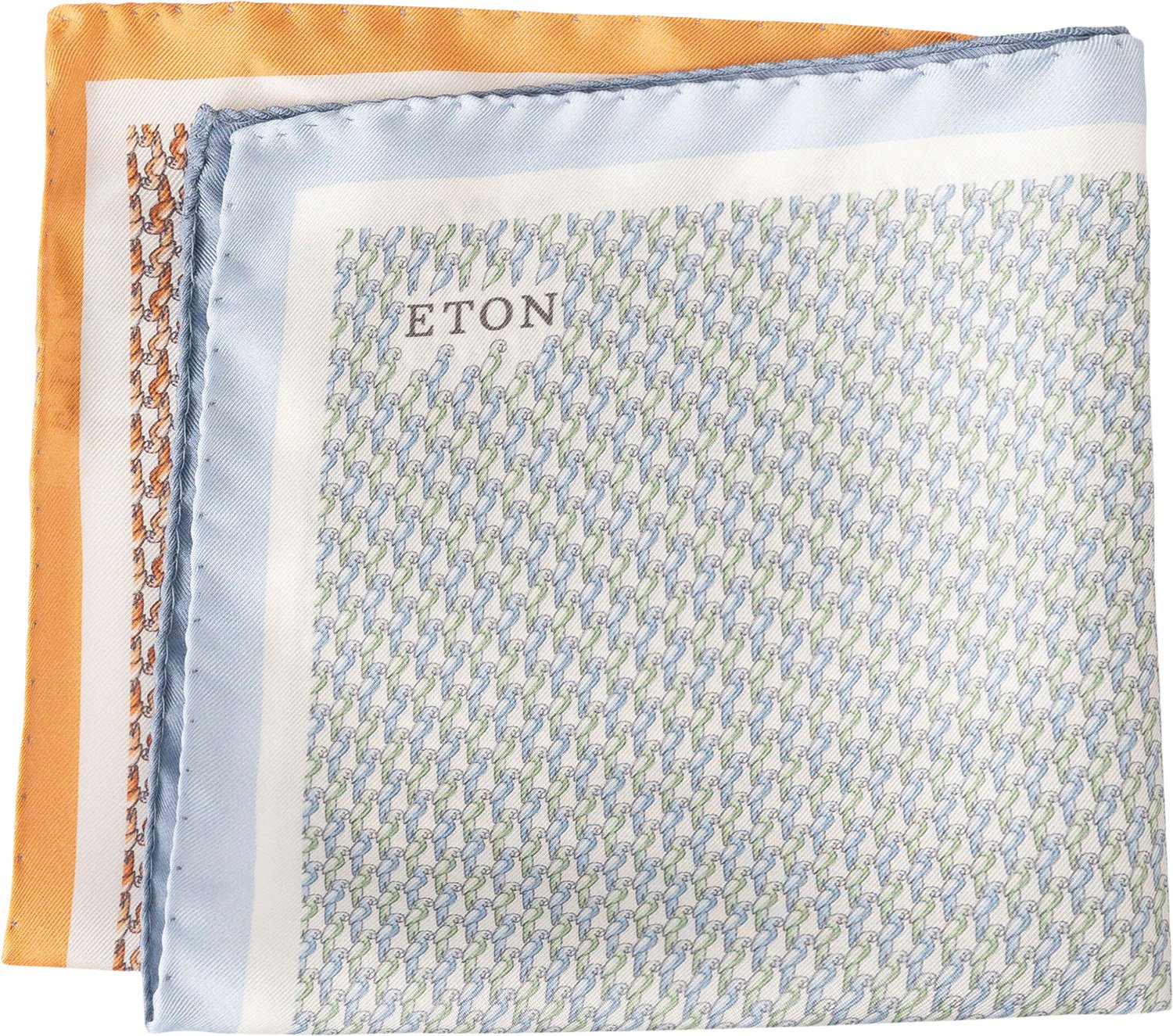 Mid Blue Motif Silk Pocket Square Black Friday Eton Tilbud