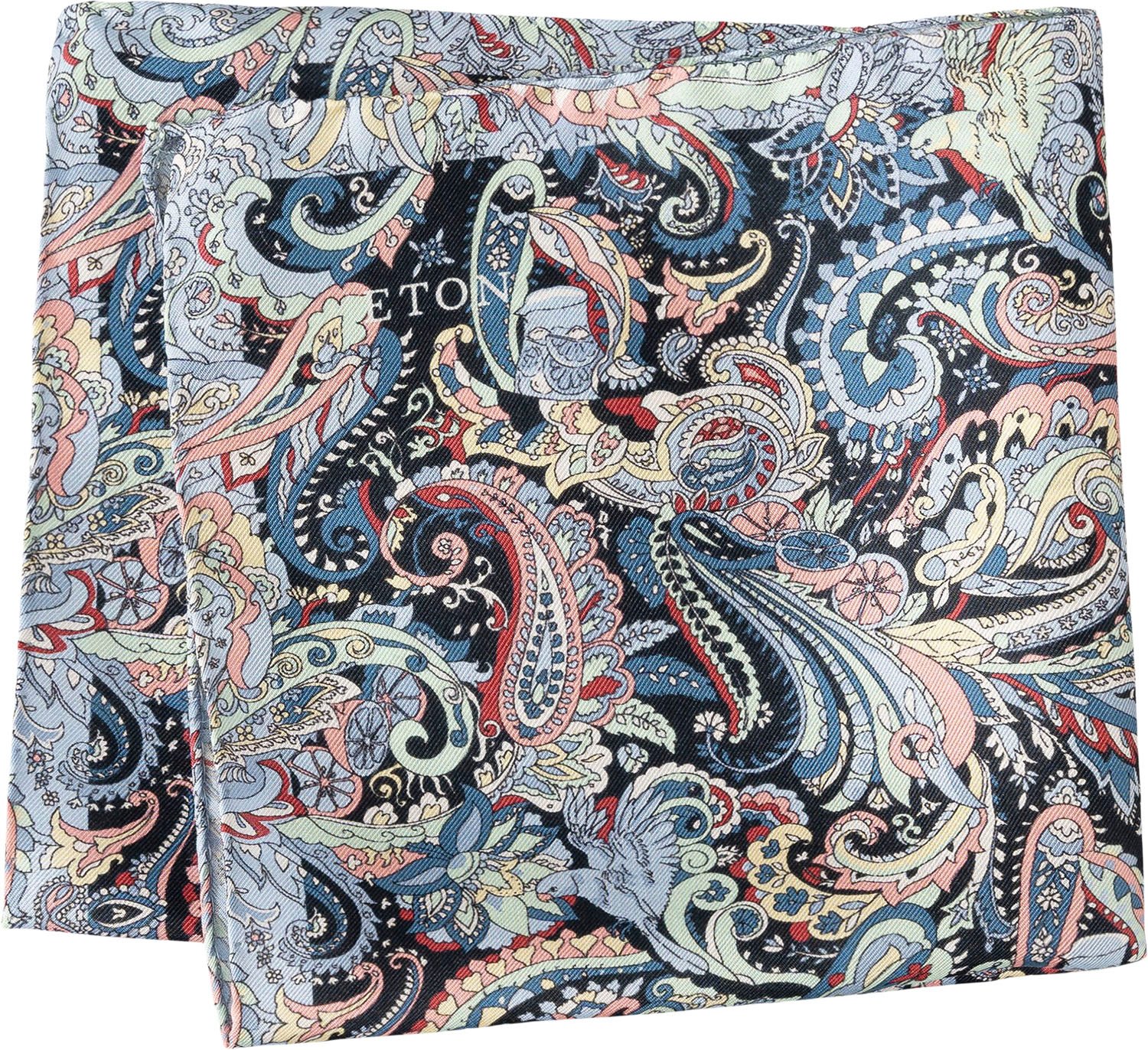 Multi Paisley Silk Pocket Square Black Friday Eton Tilbud