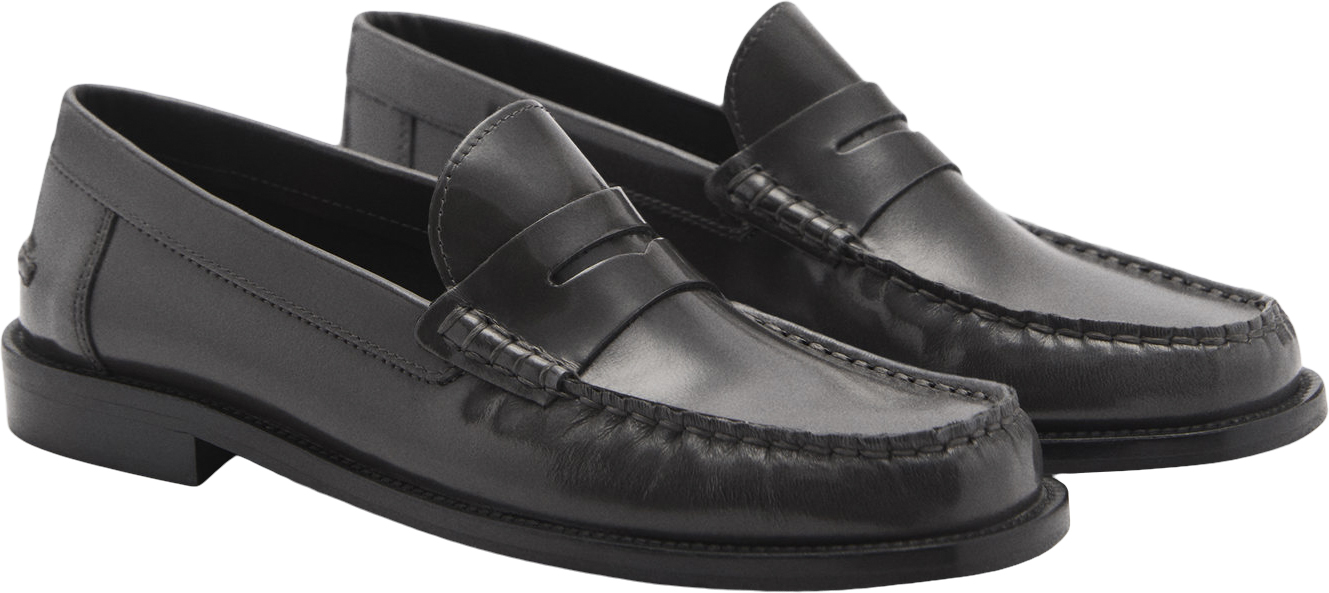 Leather Moccasin Black Friday Mango Tilbud