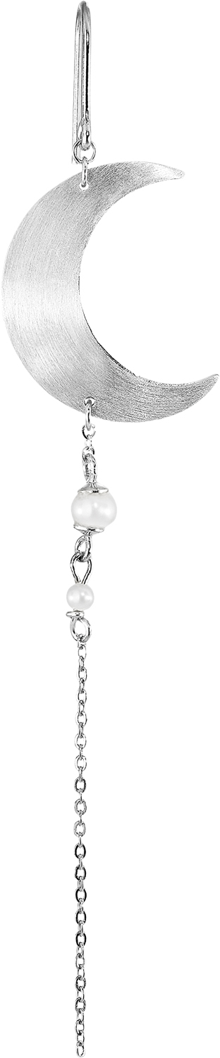 Half Moon Earring With Pearl Chain Black Friday Jane Kønig Tilbud