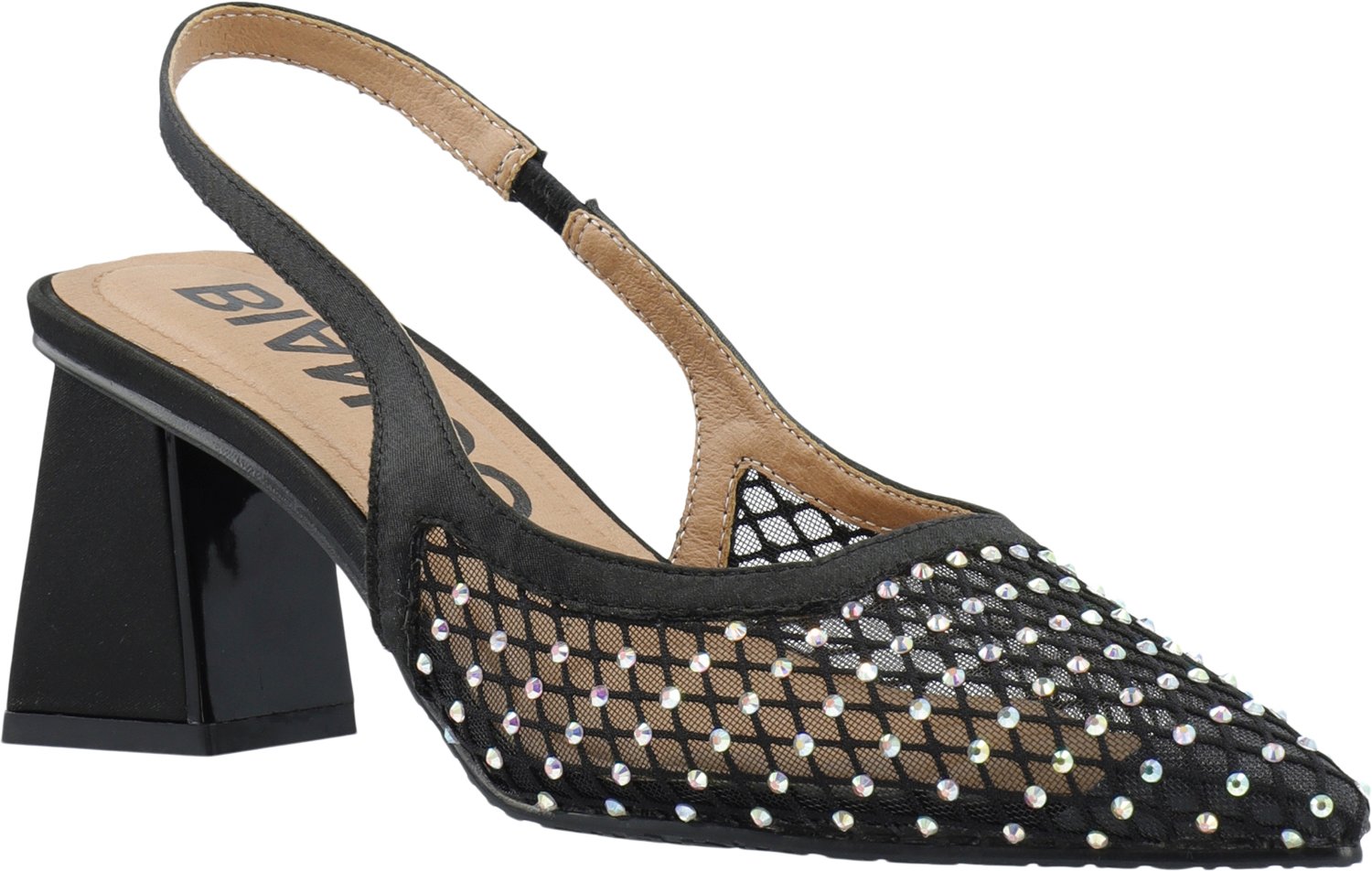 Biamaralyn Slingback Rhinestone Mesh Black Friday Bianco Tilbud