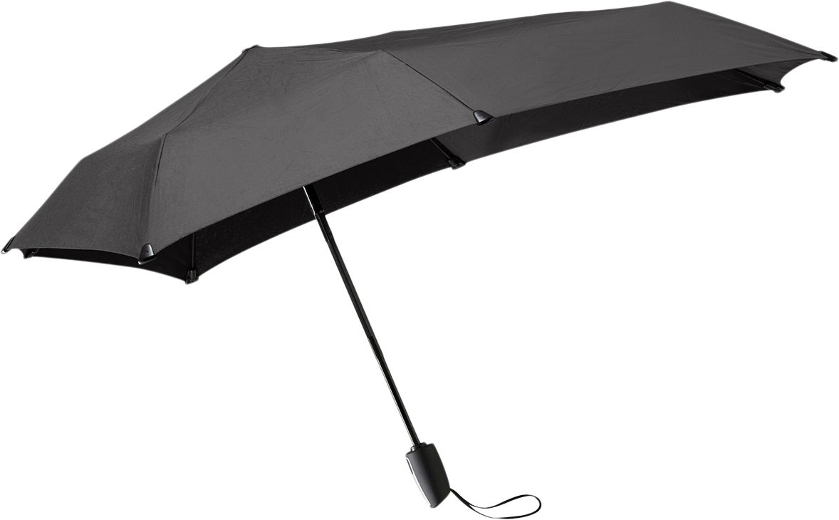 Mini Automatic Foldable Storm Umbrella Pure Black Black Friday Senz Tilbud