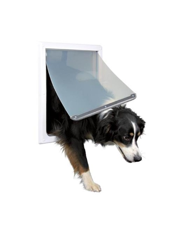 2 Way Dog Flap With Tunnel M : 39 × 45 Cm White Black Friday Trixie Tilbud